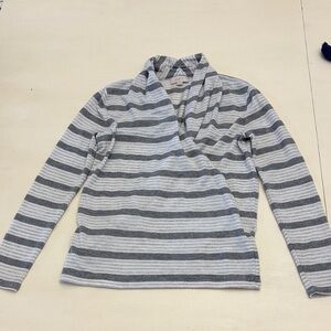LOFT Gray and White Striped Knit Top